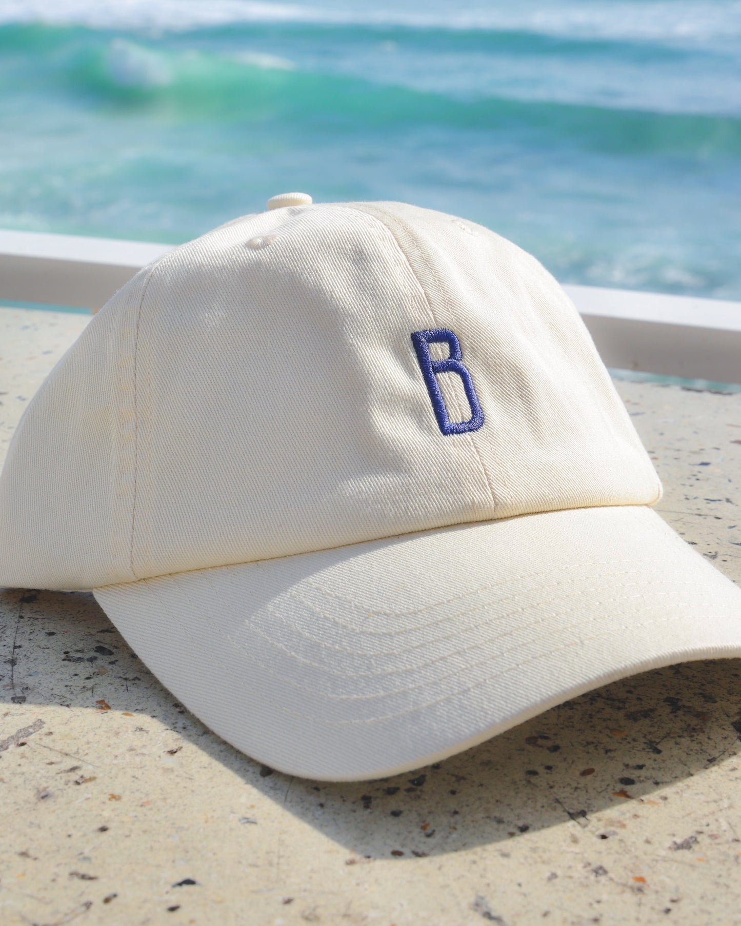 Beige Cap Blue Embroider "B"